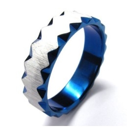 6Mm Unisex Blue Titanium Ring