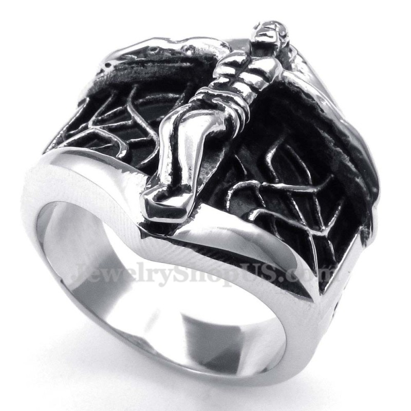 Titanium Cobweb Jesus Ring
