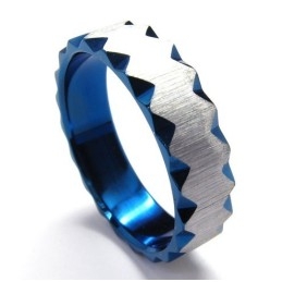 6Mm Unisex Blue Titanium Ring