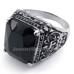 Titanium Ring With Black Zircon