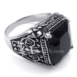 Titanium Ring With Black Zircon