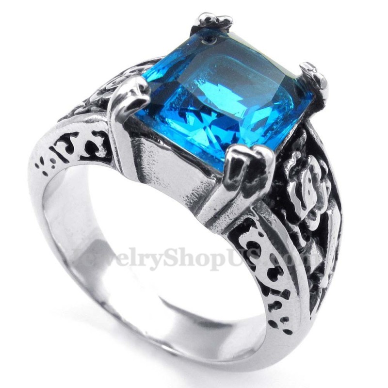 Titanium Ring With Blue Zircon Titanium Ring With Blue Zircon