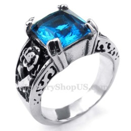 Titanium Ring With Blue Zircon