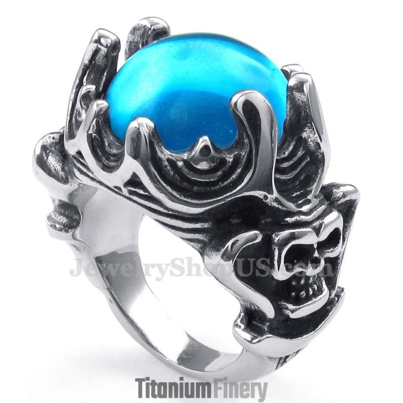 Titanium Ring With Blue Zircon