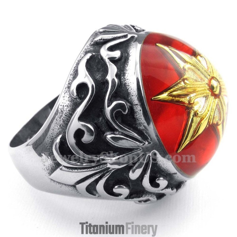 Gold Star Of David Titanium Ring Gold Star Of David Titanium Ring
