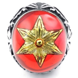 Gold Star Of David Titanium Ring