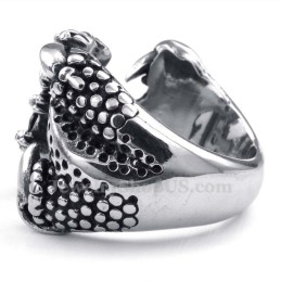Titanium Paw Ring With Red Rhinestone