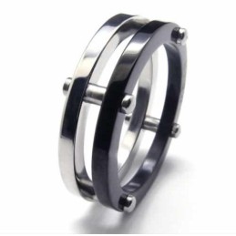 Two Circles Mens 6Mm Titanium Ring