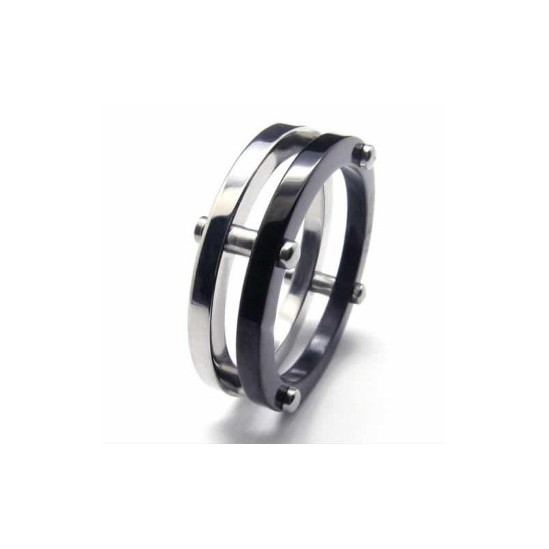 Two Circles Mens 6Mm Titanium Ring Two Circles Mens 6Mm Titanium Ring