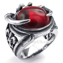 Titanium Ring With Red Zircon