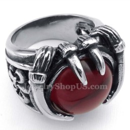 Titanium Ring With Red Zircon