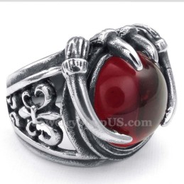 Titanium Ring With Red Zircon