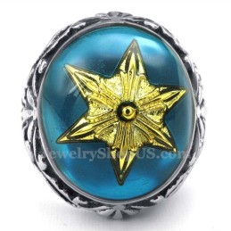 Gold Star Of David Titanium Ring