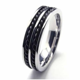 Titanium 5Mm Two Grooved With Chain Band Ring