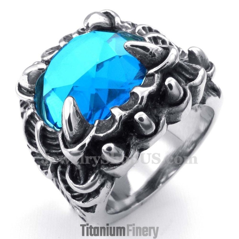 Titanium Ring With Blue Zircon Titanium Ring With Blue Zircon