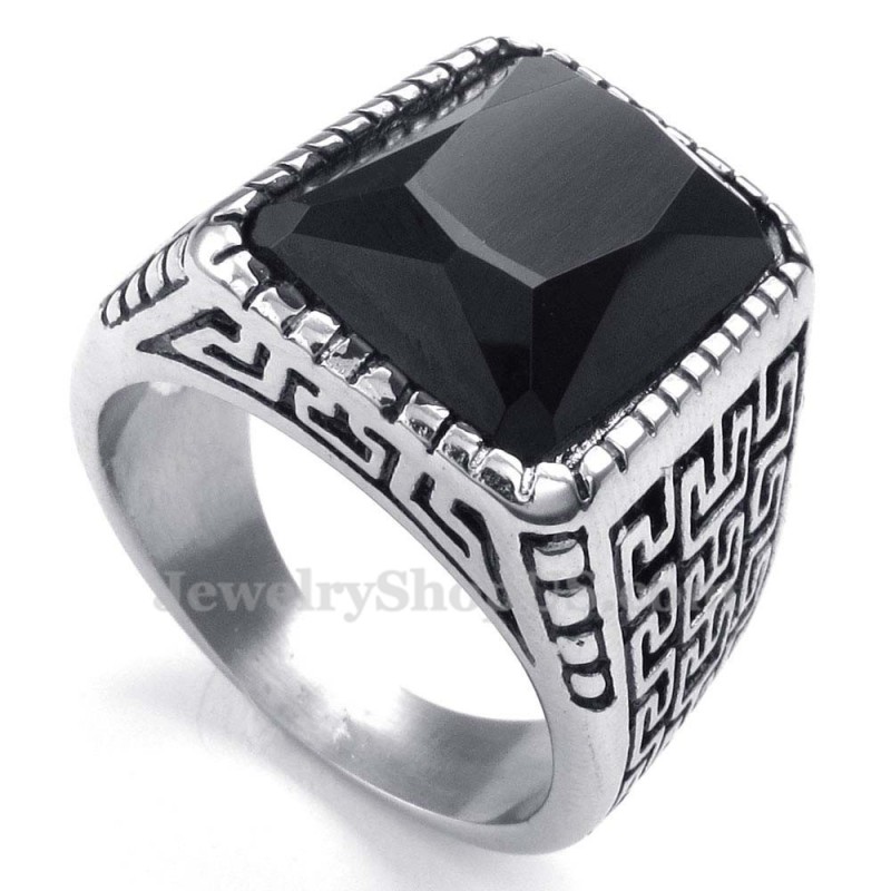 Mens Black Zircon Titanium Ring Mens Black Zircon Titanium Ring