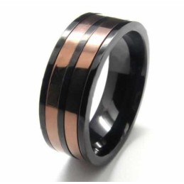 8Mm Titanium Two Circles Inlaid Court Band Ring