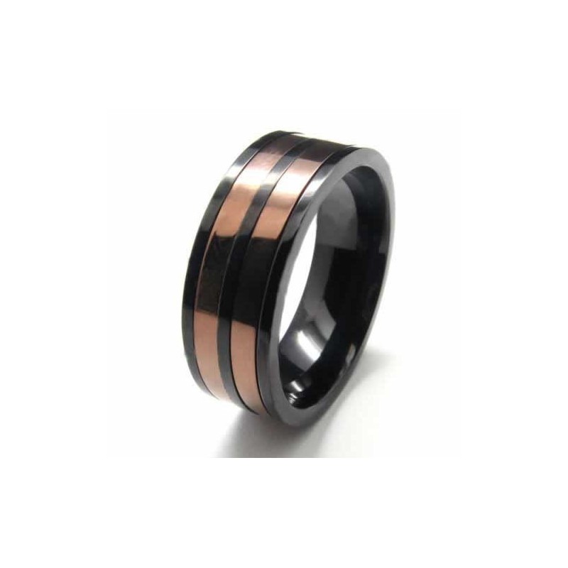 8Mm Titanium Two Circles Inlaid Court Band Ring 8Mm Titanium Two Circles Inlaid Court Band Ring