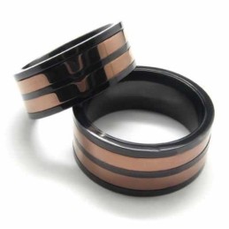 8Mm Titanium Two Circles Inlaid Court Band Ring