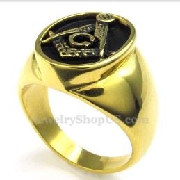 Gold Titanium Masonic Ring