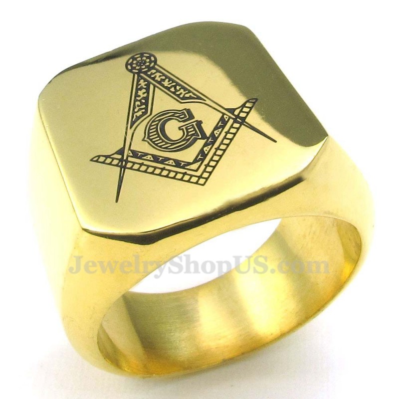 Gold Titanium Masonic Ring Gold Titanium Masonic Ring