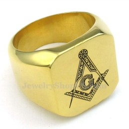 Gold Titanium Masonic Ring