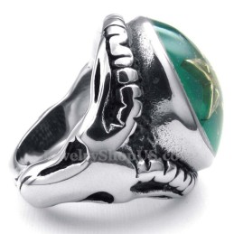 Gold Five-Pointed Star Titanium Green Ring