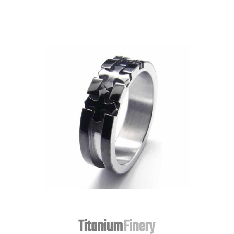 Cross Inlaid 6Mm Black Titanium Ring Cross Inlaid 6Mm Black Titanium Ring