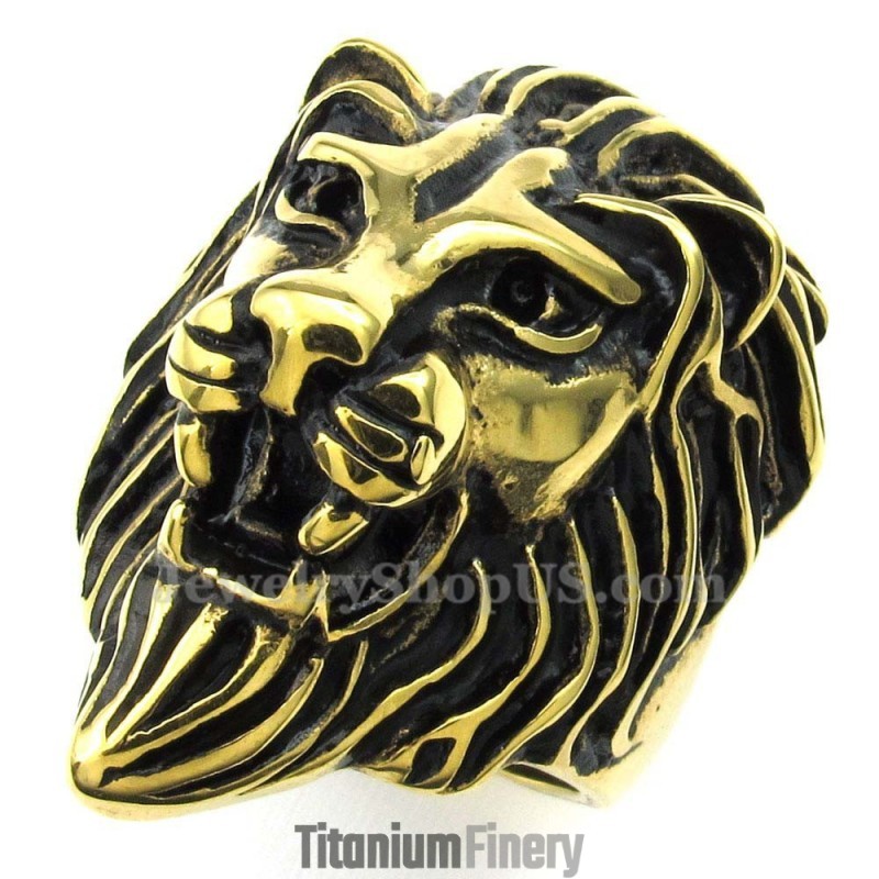 Gold Titanium Lion Head Ring Gold Titanium Lion Head Ring