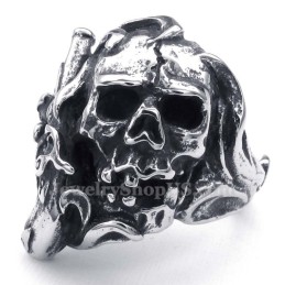 Titanium Gun Skull Ring