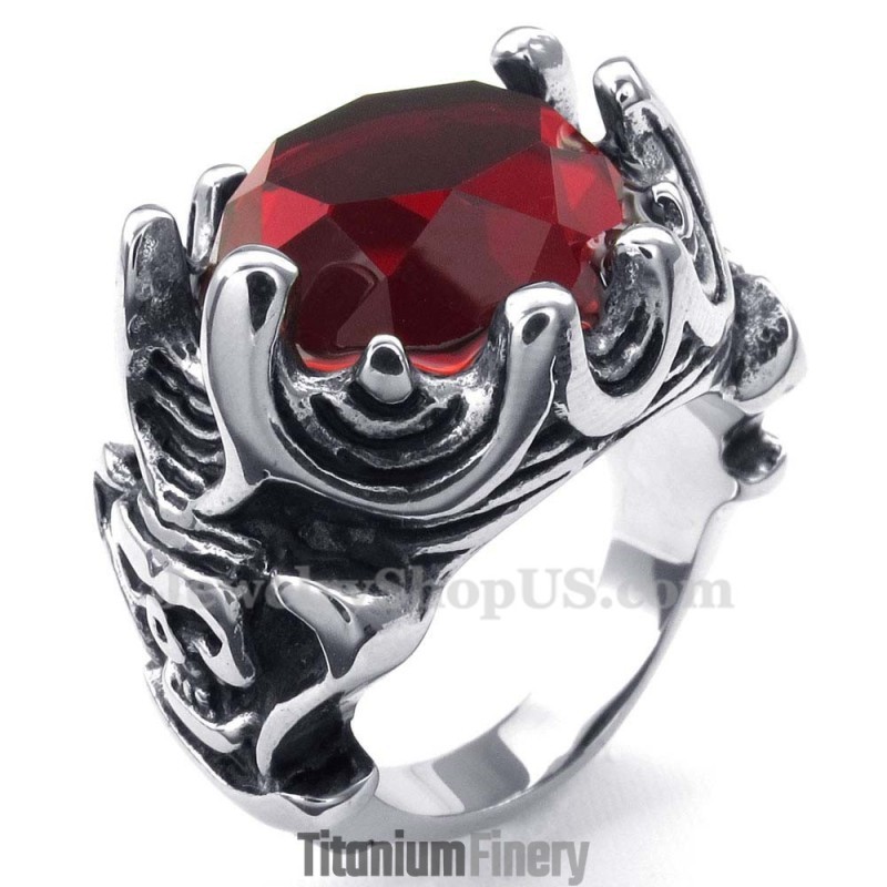 Red Zircon Titanium Ring Red Zircon Titanium Ring