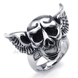 Titanium Skull Ring With Wings