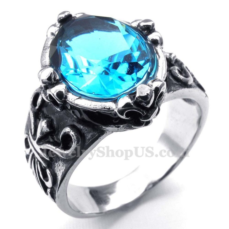 Blue Zircon Titanium Ring Blue Zircon Titanium Ring