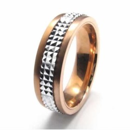 6Mm Titanium & Glod Inlaid Court Band Ring