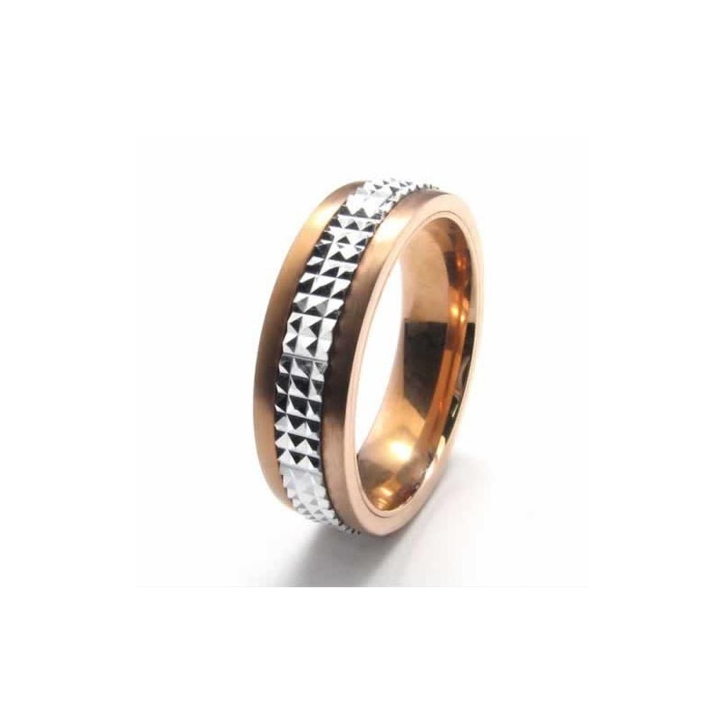 6Mm Titanium & Glod Inlaid Court Band Ring 6Mm Titanium & Glod Inlaid Court Band Ring