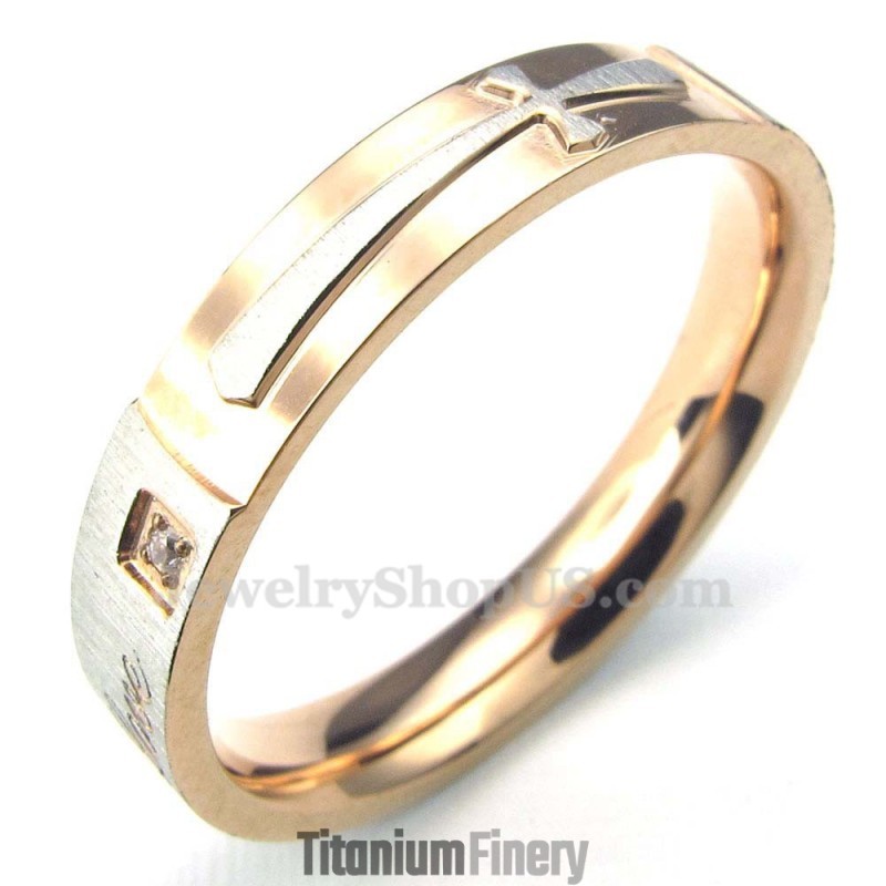 Rose Gold Titanium Cross Ring Rose Gold Titanium Cross Ring