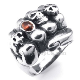 Titanium Fist Ring With Red Zircon