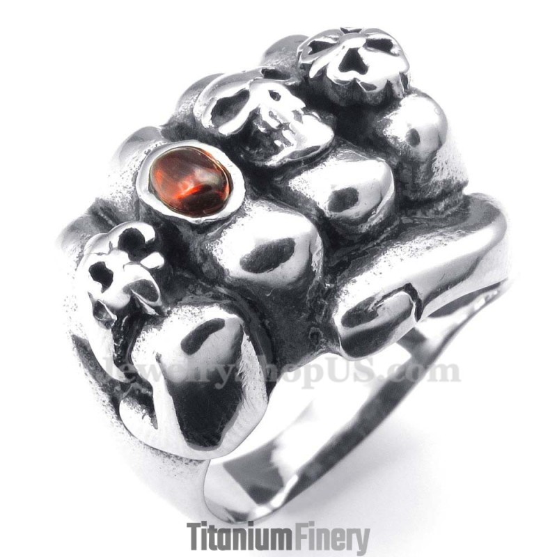 Titanium Fist Ring With Red Zircon Titanium Fist Ring With Red Zircon