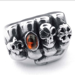Titanium Fist Ring With Red Zircon