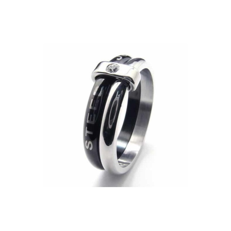 Two Circles 8Mm Diamond Set Titanium Inlaid Court Band Ring Two Circles 8Mm Diamond Set Titanium Inlaid Court Band Ring