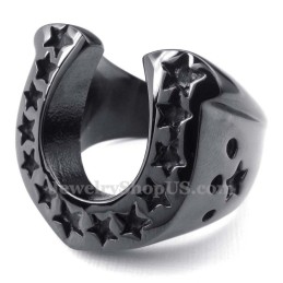 Five-Pointed Star Black Titanium Horse'S Hoof Ring