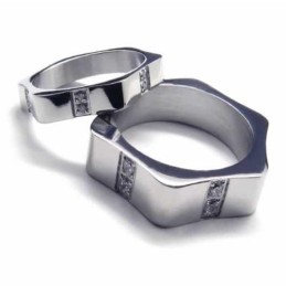 Diamond Set 6Mm Titanium Inlaid Court Band Ring