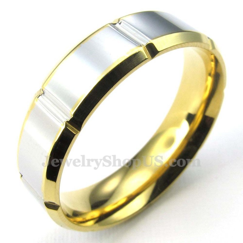 Fashion Silver Gold Titanium Ring (Mens) Fashion Silver Gold Titanium Ring (Mens)