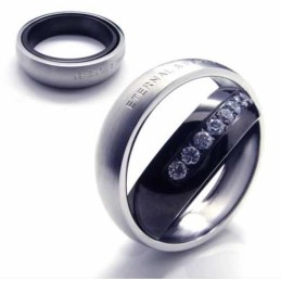 Eternal & Forever Diamond Set 6Mm Titanium Inlaid Court Band Ring