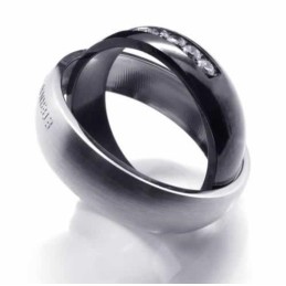 Eternal & Forever Diamond Set 6Mm Titanium Inlaid Court Band Ring