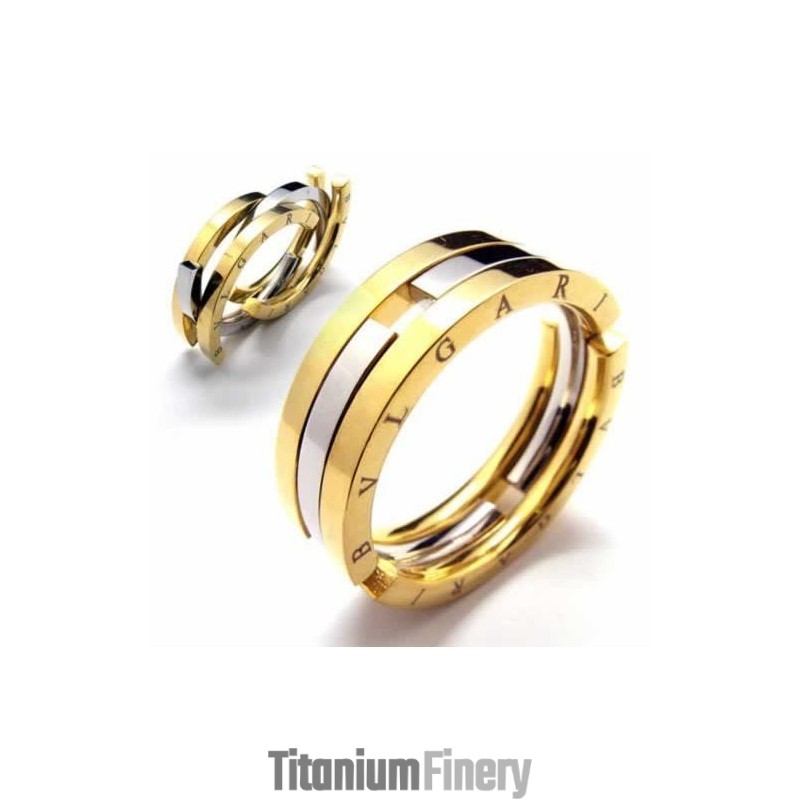 8Mm Titanium & Gold Puzzle Ring 8Mm Titanium & Gold Puzzle Ring