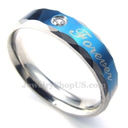 Forever Love Blue Titanium Couple Ring (Mens)