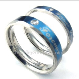 Forever Love Blue Titanium Couple Ring (Mens)