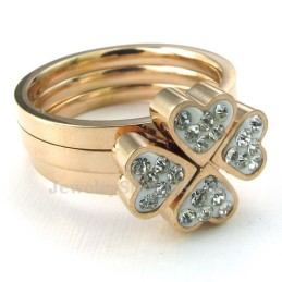 Rose Gold Four Leaf Clover Titanium Ring (Three In One)