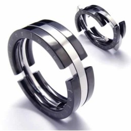 8Mm Black Titanium Puzzle Ring